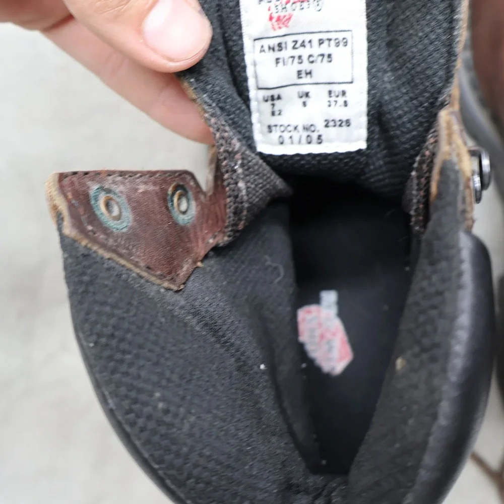 Red Wing Mens 7 E2 Work Boots Brown Leather Rugged 6-Inch SuperSole Logger Wide‎
